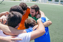 Soccer Team Player Encouraging Themselves During A Football Match
