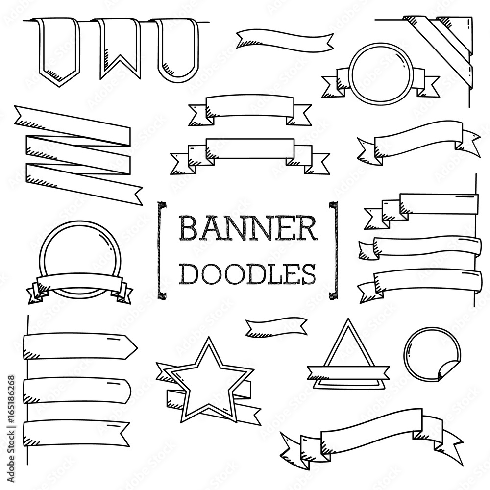 Banner Doodle, Hand drawing styles of Banner. Stock Vector | Adobe Stock