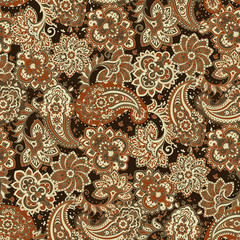 paisley seamless textile pattern in asian batik style