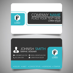 Wall Mural - blue modern creative business card and name card,horizontal simple clean template vector design, lay