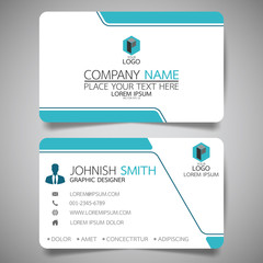 Wall Mural - blue modern creative business card and name card,horizontal simple clean template vector design, lay