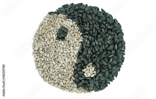 Plakat Yin-Yang symbol nasion słonecznika.