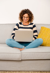 Poster - Beautiful woman working at home