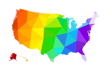 The LGBT flag in the form of a map of the United States of America