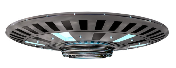 Poster - Vintage UFO isolated on white background 3D rendering