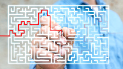 Poster - Businessman searching solution of a complicated maze