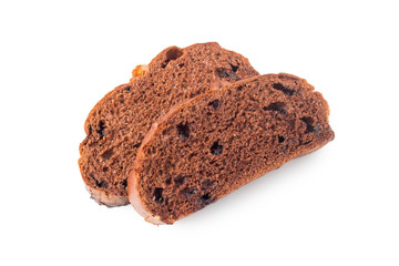 slice of chocolate chip loaf bread on white