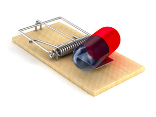 Wall Mural - medicaments in mousetrap. Isolated 3D illustration