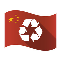 Poster - Isolated China flag with a recycle sign