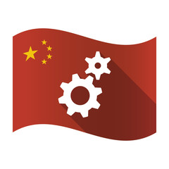 Wall Mural - Isolated China flag with two gears