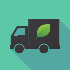 Wall Mural - Long shadow truck with a green  leaf