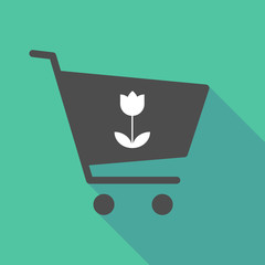 Sticker - Long shadow  shopping cart with a tulip