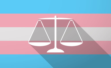 Wall Mural - Long shadow  trans gender flag with a justice weight scale sign