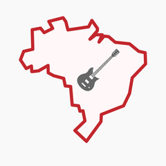 Isolated Brazil map with  an electric guitar