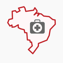 Sticker - Isolated Brazil map with  a first aid kit icon