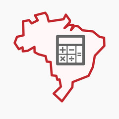 Sticker - Isolated Brazil map with  a calculator