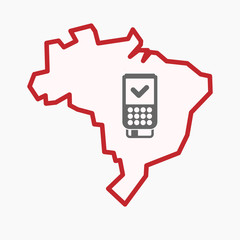 Sticker - Isolated Brazil map with  a dataphone icon