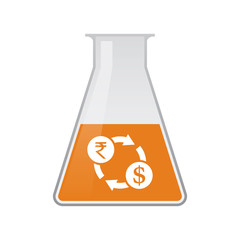 Wall Mural - Isolated chemical flask with  a rupee and dollar exchange sign