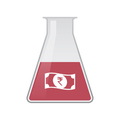 Sticker - Isolated chemical flask with  a rupee bank note icon