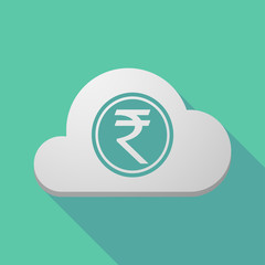 Sticker - Long shadow cloud with  a rupee coin icon