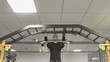 © lenblr - strong athlete man doing exercises on the horizontal bar in gym