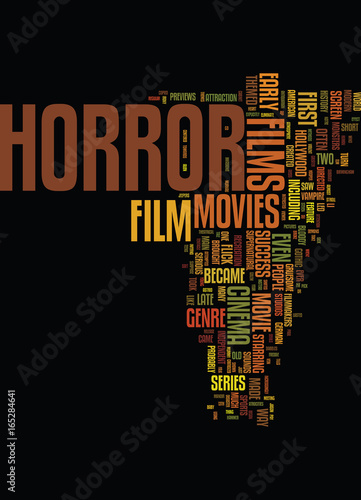 MONSTERS AND DEMONS A SHORT HISTORY OF THE HORROR FILM Text Background Word Clou Poster