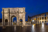 Fototapeta Boho - The Colosseum and The Arch of Constantine in Rome