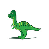 Fototapeta Dinusie - green cartoon dinosaur illustration, isolated on white background.