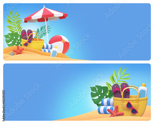 3d Render Digital Illustration Paper Craft Summer Holiday