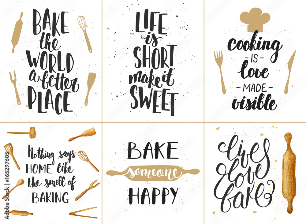 Set of vector bakery lettering posters, greeting cards, decoration ...
