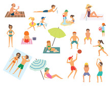 People On The Beach. Isolated Vector Illustration