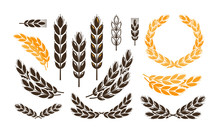 Ear Wheat, Bread Logo Or Label. Harvest, Bakery, Bakehouse Set Icons. Vector Illustration