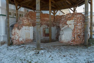 Destroyed bell tower in honor of the Icon of the Mother of God 