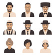 smile jewish people, vector rabbi jew face, orthodox, judaism illustration