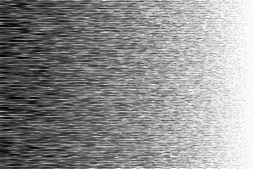 Halftone black to white irregular long circle transition pattern. Vector.