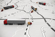 © alphaspirit - Loading and unloading goods on a map. 3D Rendering