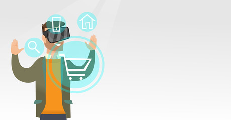 Poster - Man in virtual reality headset shopping online