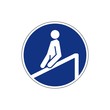 VECTOR. Escalator sign icons on blue / white background. For safe work. For any use. Warns!