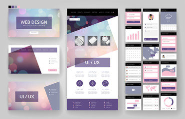 Wall Mural - website design template and interface elements