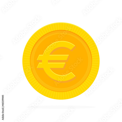 Fotografía Gold euro coin in flat style. Vector illustration