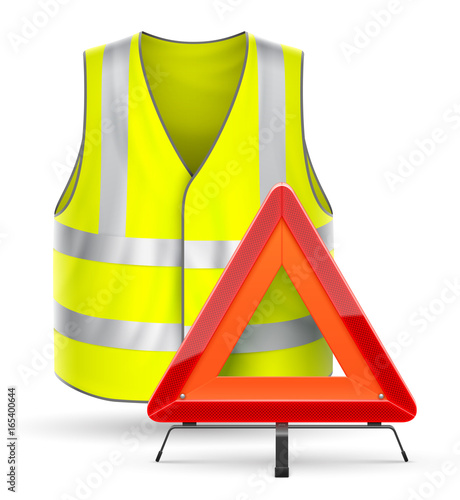 Cuadros en Lienzo Triangle de signalisation et gilet de sécurité vectoriels 1