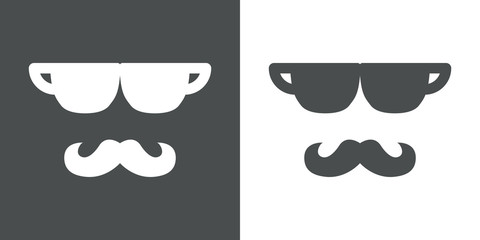 Poster - Icono plano tazas de cafe con bigote gris y blanco