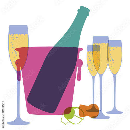 Champagne Symbole Fete Pictogramme Seau A Glace Seau A Champagne Stock Vector Adobe Stock