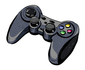 Cartoon image of joystick. An artistic freehand picture.
