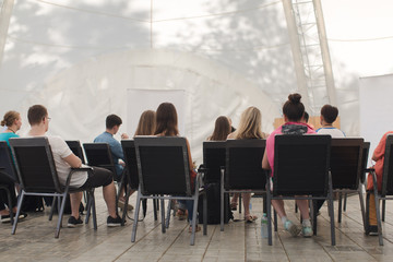 women student during study, in lecture audience
