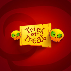 Wall Mural - Trick or treat tag with looking skiulls