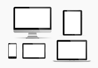 Wall Mural - set of monitor, tablet pc,smart phone and laptop. vector illustration.