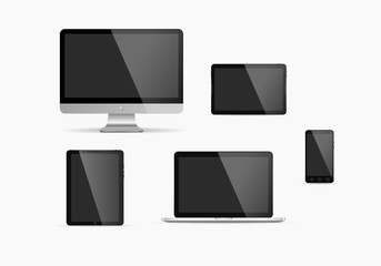 Wall Mural - set of monitor, tablet pc,smart phone and laptop. vector illustration.