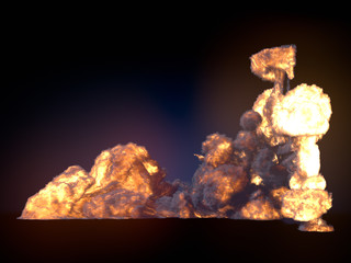 Wall Mural - large fireball isolated on dark background. 3d rendering