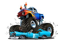 Vector Cartoon Monster Truck. Available EPS-10 Separated By Groups And Layers With Transparency Effects For One-click Repaint